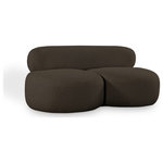 Meridian Furniture - Venti Black Boucle Fabric Upholstered Set, Brown, Loveseat - Discover timeless beauty with this Venti boucle fabric living room loveseat that's designed to elevate your interior space. This exceptionally crafted art-deco-inspired chair is part of the Venti collection and boasts an alluring curved shape to add elegance and refinement to your room. Upholstered in rich brown boucle fabric, the loveseat has a plush texture that's oh-so-cozy against the skin. The art deco styling makes it a real statement piece, whether you place it in your living room, home office, or your favorite reading nook.