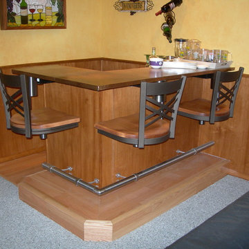 Kitchen Snack Bar Seating-METAL WITH WOOD SEATS