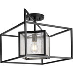 Progress Lighting - Navarre 1-Light Outdoor Semi Flush Mount, Matte Black - Stylish and bold. Make an illuminating statement with this fixture. An ideal lighting fixture for your home.
