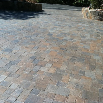 Basalite Artisan Slate Driveway Pavers with Real Napa Field Stone Walls