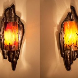 Forged Metal Driftwood Light Sconces - Wall Sconces