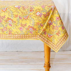 Hand Printed Tablecloths - Juliette Yellow - Tablecloths