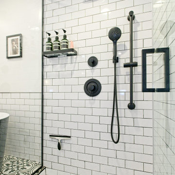 Black Rain Shower and Hand Shower with Coordinated Controls | Downtown Toronto
