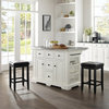 Crosley Furniture Julia Metal/Wood Kitchen Island with Square Stools in White
