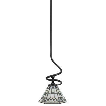 Capri 1-Light Mini Pendant with Hang Straight Swivel, Matte Black/Pewter Art