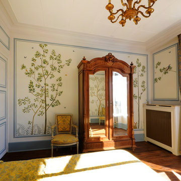 Hand painted wallpaper - commission Chambre Royale (Blois-France)
