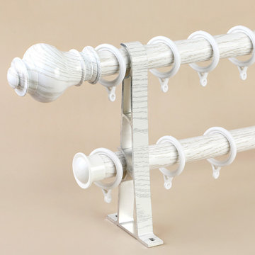 QYR46 1-1/8" Diameter On Sales Wood Grain Aluminum Alloy Single Double Curtain R