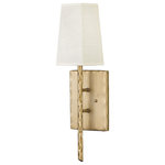 Hinkley Lighting - Hinkley Lighting 1 Light Tress Wall Mount, Champagne Gold 3670CPG - Tress approaches style from a different angle. The off-white textured fabric shade is bias-cut and framed in overlapping, hammered metal rods of Champagne Gold or Forged Iron. This simple structure translates into a sophisticated trapezoidal prism. Tress uses this natural look to add an organic feel to transitional decor.