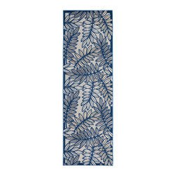 Nourison - Nourison Aloha 2' x 6' Ivory/Navy Tropical Area Rug - Outdoor Rugs
