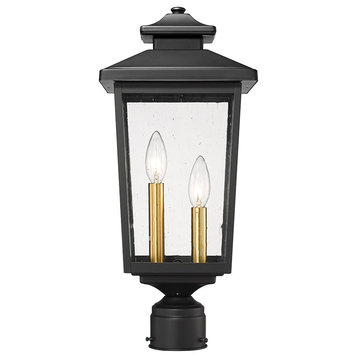 Eldrick 2-Light Outdoor Post Lantern In Powder Coat Black