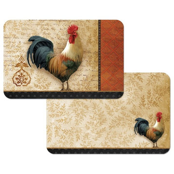 Reversible Plastic Wipe Clean Placemats, Signature Rooster, Set of 4