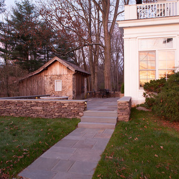 Bluestone Patio, Walls, Steps, Gas Fire Pit, Landscape Lighting