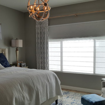 Hunter Douglas shades and Drapery side panels