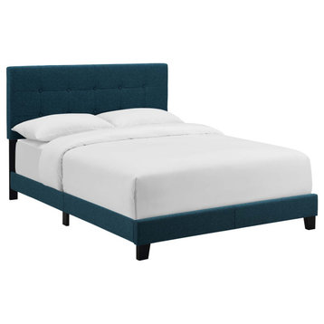 Amira Twin Upholstered Fabric Bed, Azure