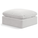 Meridian Furniture - Indulge Upholstered Modular Chair, Cream, Down Stuffed Velvet, Ottoman - Experience ultimate comfort and style with our cream velvet Indulge Ottoman. The luxurious velvet will elevate the aesthetic of any room. This ottoman provides ample space for you to relax while its modular build offers the option of unlimited configurations. Whether you're looking to add a stylish element to your living room or a comfortable seating option to your bedroom, this ottoman is the perfect choice.