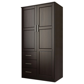 100% Solid Wood Metro 2-Door Wardrobe/Armoire, Java-Raised Panel