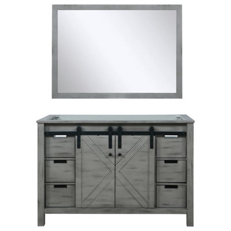 Lexora Home Marsyas 48" Single Vanity with Mirror in Ash Gray