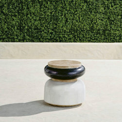 Wyatt Stone Stool - Outdoor Footstools And Ottomans
