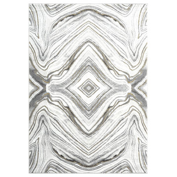 Abani Luna LUN160A Contemporary Granite and Gold Area Rug, Grey, 5'3"x7'6"