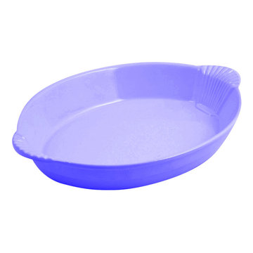 4 qt 12 x 17 x 2 1/2 inch Oval Casserole Shell Design Sandstone Dark Blue