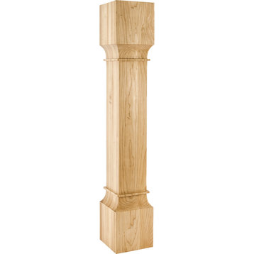 Hardware Resources P35-6 Solid Wood Carved Square Furniture Post - Natural