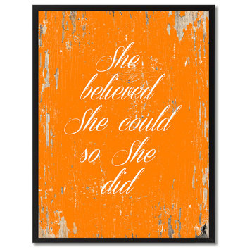 She Believed She Could So She Did Inspirational, Canvas, Picture Frame, 22"X29"