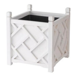 DMC 18-inch Square White Chippendale Planter - Outdoor Pots And Planters