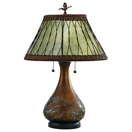 Luxury Mediterranean Tiffany Table Lamp, Leathered Sienna, UQL7027