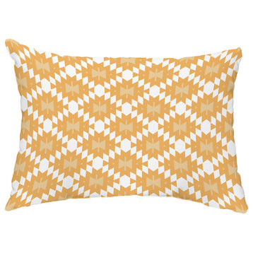 Jodhpur Kilim 14"x20" Decorative Abstract Outdoor Throw Pillow, Gold