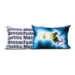 Massachusetts map pillow, blue - Decorative Pillows