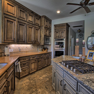 Open style kitchen with living area