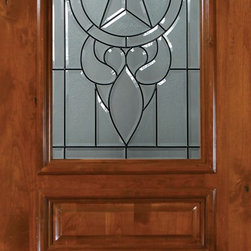 Slab Single Door 96 Wood Alder Brazos Arch Top Arch Lite Glass - Front Doors