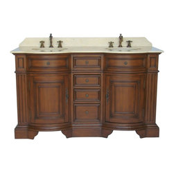 Adelina 60 inch Antique Double Sink Bathroom Vanity Cream Marble Top - Bathroom Vanities And Sink Consoles