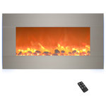 TRADEMARK GLOBAL - 31" Electric Fireplace Wall-Mounted With Backlight, Crystals, Adjustable Heat - Add a stunning visual accent and a convenient heating option to your living room, home office, or bedroom with this Electric Fireplace With Backlights by Northwest. With a low setting of 750W and a high setting of 1500W, the built-in electric heater effectively warms rooms of up to 400 square feet, or switch the heating element off for a purely decorative effect from this fireplace decor piece. Choose between 13 different backlighting options to match your room's color scheme or change it up while entertaining guests. The included remote control has options to adjust the brightness, color, and heat setting on this electric fireplace heater to match your mood or comfort level.