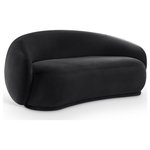 Meridian Furniture - Emery Upholstered Loveseat, Black, Velvet, Loveseat - Drift away into a cloud of comfort with the Emery black velvet loveseat. Its soft, rounded curves and plush velvet upholstery create a truly indulgent seating experience. A timeless piece of furniture that exudes elegance and sophistication with its classic design that will never go out of style.