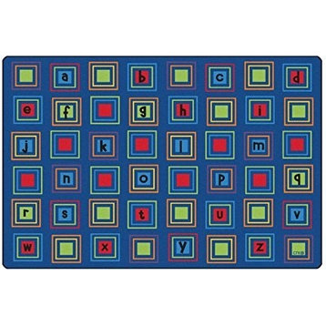 Carpets for Kids Literacy Squares Seating Rug, Primary, 6'x9'