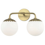 Mitzi by Hudson Valley Lighting - Paige 2-Light Bath Light, Aged Brass Finish - We get it. Everyone deserves to enjoy the benefits of good design in their home, and now everyone can. Meet Mitzi. Inspired by the founder of Hudson Valley Lighting's grandmother, a painter and master antique-finder, Mitzi mixes classic with contemporary, sacrificing no quality along the way. Designed with thoughtful simplicity, each fixture embodies form and function in perfect harmony. Less clutter and more creativity, Mitzi is attainable high design.