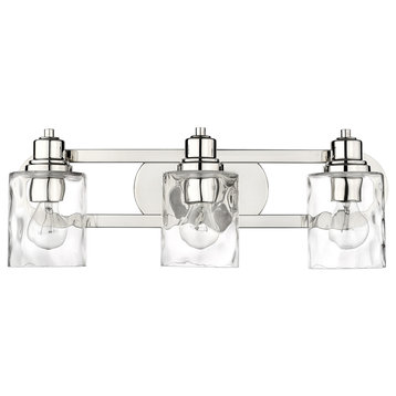 Lumley Polished Nickel
 3-Light Bath Vanity With Clear Optic glass