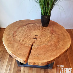 Round Coffee Table- Live Edge- Industrial- Tree Slice- Log- Rustic - Coffee Tables