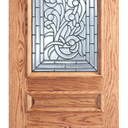 Asymmetrical Floral Scrollwork Glass, 3-Panel 1/2 Lite Single Door - Front Doors