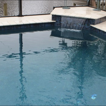 Custom Swimming Pool & Spa With Travertine