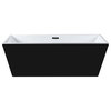 ALFI brand AB8834 59 Inch Black & White Rectangular Acrylic Soaking Bathtub