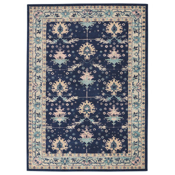 Nourison Tranquil Traditional Area Rug, Navy/Ivory, 5'3"x7'3"