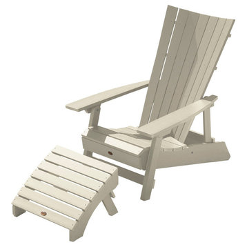 Manhattan Beach Adirondack Chair With Folding Ottoman, Whitewash