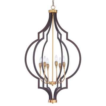 Crest 6-Light Chandelier, Oil Rubbed Bronze and Antique Brass