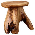 Greenage - Cedar Roots Mushroom Stool, Cedar, 12.5"x13.5"x15" - Add life and create a wonderland in your home, office, patio, balcony, or yard with a Cedar Roots Mushroom Stool.  Make a bold statement with the contrasting colors of red and brown streaks atop the natural wood grains, knots, and burls. Place one next to a lounge chair, use as a sitting stool at an entry, set out a beautiful plant, or display your favorite photos and collectibles. These stools are natural in color and arrive fully assembled, ready for use. Each stool measures approximately 12.5 x 13.5 x 15 inches. Send a timeless living accessory for a housewarming, birthday, or wedding gift or just because you care. Skilled partisans hand-pick and sand down each slab of wood, preserving the natural shape, wood grain patterns, and color. Built sturdy with a solid, wood stump base offering a weight capacity of 300 pounds. Each piece of wood undergoes a multi-step process that includes recombination, polishing, painting, waxing, and finished with a natural lacquer. With an ultra-soft rag, simply dust the surface of the tabletop and legs avoiding vigorous scrubbing as cedar is a softwood and can dent and scratch easily. It is also recommended that a sealer be applied occasionally to retain its color and stability. When proper care and weight capacities are followed, you can expect a lifetime of use.