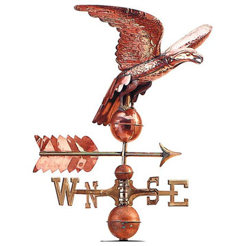 Polished Copper Freedom Flight Eagle Weathervane Verdigris Finish 17" H 25" W