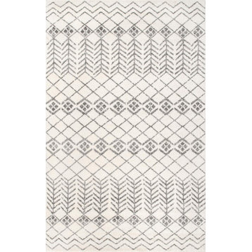 nuLOOM Evelyn Geometric Striped Contemporary Area Rug, Off White, 3'x5'