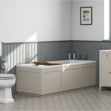 The Bath Co. Camberley satin ivory low level furniture suite with straight bath