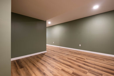 Inspiration for a modern basement remodel in Chicago